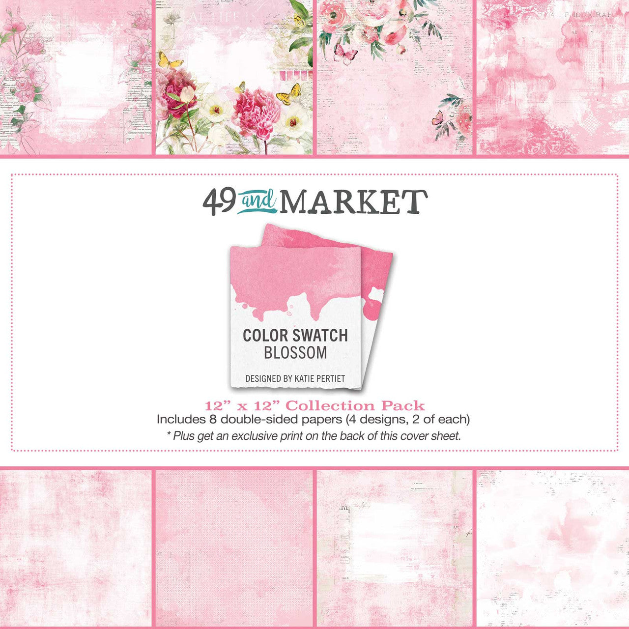 Paquete de papel de colección 49 y Market Color Swatch Blossom 12 x 12